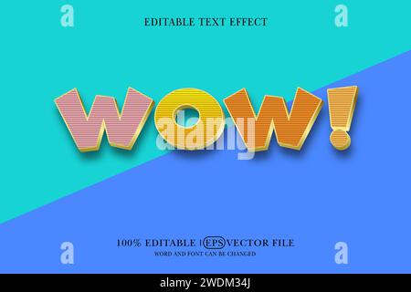 Texteffekt mit bearbeitbarem Wow! 3D-Stil Stock Vektor
