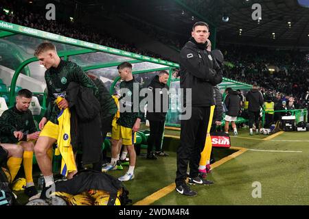 Buckie Thistle Manager Graeme Stewart vor dem Spiel der vierten Runde des Scottish Cup in Celtic Park, Glasgow, Schottland. Bilddatum: Sonntag, 21. Januar 2024. Stockfoto