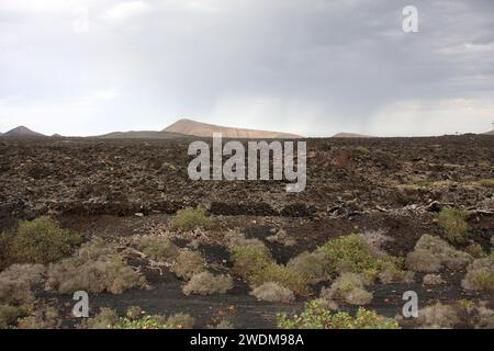 Blick auf den Timanfaya Nationalpark Lanzarote Kanarische Inseln Stockfoto