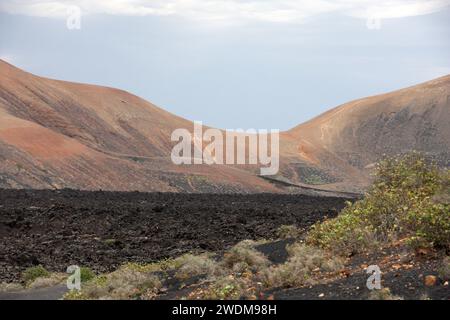 Blick auf den Timanfaya Nationalpark Lanzarote Kanarische Inseln Stockfoto