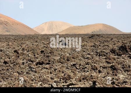 Blick auf den Timanfaya Nationalpark Lanzarote Kanarische Inseln Stockfoto