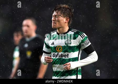 Celtic's Kyogo Furuhashi während des Spiels der vierten Runde des Scottish Cup in Celtic Park, Glasgow, Schottland. Bilddatum: Sonntag, 21. Januar 2024. Stockfoto