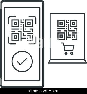 QR-Code-Scan und mobile Zahlung, isoliertes Symbol Stock Vektor