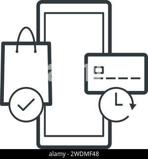 Jetzt kaufen, später bezahlen, isolierte Symbole, Zahlungen und Einkaufskonzepte Stock Vektor