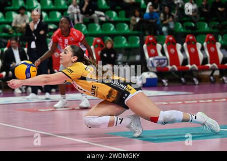 Cuneo, Italien. Januar 2024. SerenaScognamillo (Cuneo) während Cuneo Granda Volley vs Volley Bergamo 1991, Volleyball Italian Serie A1 Women Match in Cuneo, Italien, 21. Januar 2024 Credit: Independent Photo Agency/Alamy Live News Stockfoto