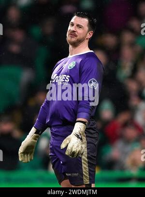 Buckie Thistle Torhüter Stuart Knight reagiert beim Spiel der vierten Runde des Scottish Cup im schottischen Celtic Park. Bilddatum: Sonntag, 21. Januar 2024. Stockfoto