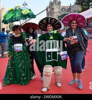 Mumbai, Indien. Januar 2024. MUMBAI, INDIEN - 21. JANUAR: Während des TATA Mumbai Marathon 2024 auf CSMT am 21. Januar 2024 in Mumbai, Indien. (Foto: Anshuman Poyrekar/Hindustan Times/SIPA USA) Credit: SIPA USA/Alamy Live News Stockfoto