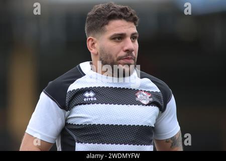 Castleford, Großbritannien. Januar 2024. Wheldon Road, Castleford, West Yorkshire, 21. Januar 2024 2024 Castleford Tigers vs London Broncos Hakim Miloudi von London Broncos Credit: Touchlinepics/Alamy Live News Stockfoto