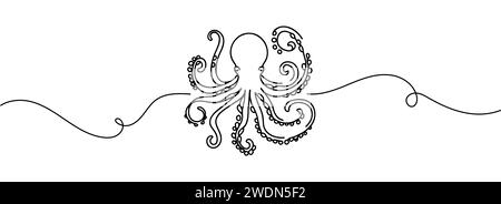 Eine durchgehende Linienzeichnung eines Oktopus. Stock Vektor