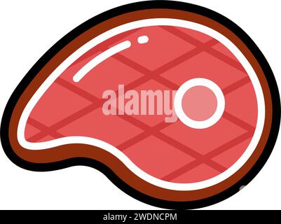 Symbolabbildung. Buntes Fleischsteak. Isoliert auf weißem Hintergrund. Stock Vektor