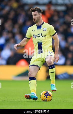 Leeds, Großbritannien. Januar 2024. Andrew Hughes von Preston North End während des SKY Bet EFL Championship Matches von Leeds United FC gegen Preston North End am 21. Januar 2024 in Elland Road, Leeds, England, Großbritannien Credit: Every Second Media/Alamy Live News Stockfoto