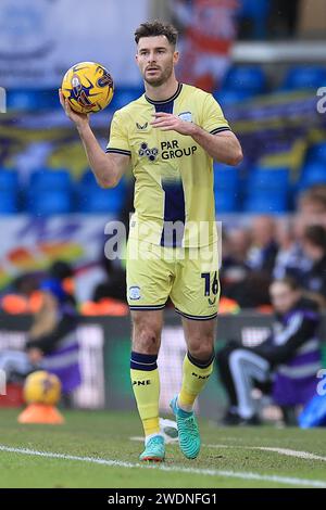 Leeds, Großbritannien. Januar 2024. Andrew Hughes von Preston North End während des SKY Bet EFL Championship Matches von Leeds United FC gegen Preston North End am 21. Januar 2024 in Elland Road, Leeds, England, Großbritannien Credit: Every Second Media/Alamy Live News Stockfoto