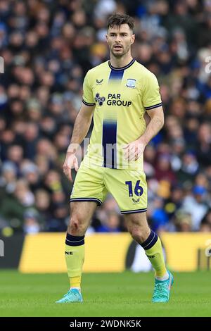 Leeds, Großbritannien. Januar 2024. Andrew Hughes von Preston North End während des SKY Bet EFL Championship Matches von Leeds United FC gegen Preston North End am 21. Januar 2024 in Elland Road, Leeds, England, Großbritannien Credit: Every Second Media/Alamy Live News Stockfoto