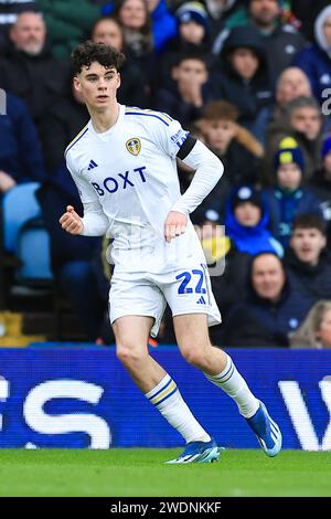 Leeds, Großbritannien. Januar 2024. Archie Gray of Leeds Unitedwährend des Spiels Leeds United FC gegen Preston North End FC SKY Bet EFL Championship in Elland Road, Leeds, England, Großbritannien am 21. Januar 2024 Credit: Every Second Media/Alamy Live News Stockfoto