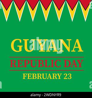 Banner zum Tag der Republik Guyana. Nationalfeiertag am 23. Februar. Vektorvorlage für Typografie Poster, Grußkarte, Flyer usw. Stock Vektor