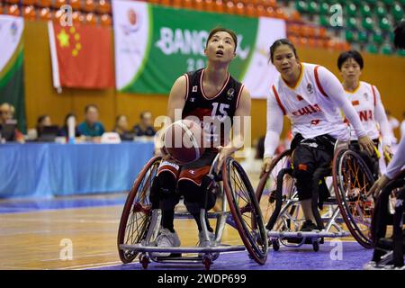 Bangkok, Thailand. Januar 2024. Mari Amimoto (JPN) Rollstuhl Basketball : 2024 IWBF Asien Ozeanien Meisterschaften Frauen Endspiel zwischen China und Japan im Bangkok Youth Center in Bangkok, Thailand . Quelle: Yohei Osada/AFLO SPORT/Alamy Live News Stockfoto