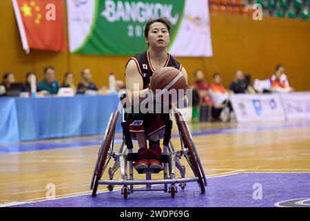 Bangkok, Thailand. Januar 2024. Amane Yanagimoto (JPN) Rollstuhl Basketball : 2024 IWBF Asien Ozeanien Meisterschaften Frauen Endspiel zwischen China und Japan im Bangkok Youth Center in Bangkok, Thailand . Quelle: Yohei Osada/AFLO SPORT/Alamy Live News Stockfoto