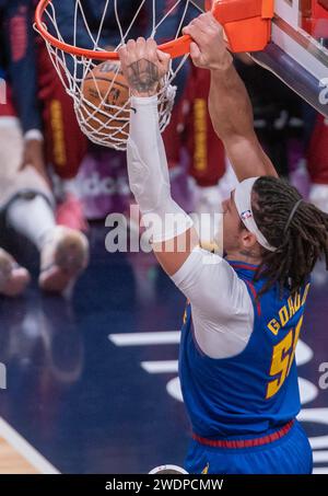 Washington, USA. Januar 2024. WASHINGTON, DC – 21. JANUAR: Aaron Gordon (50) stürzte sich bei einem NBA-Spiel zwischen den Washington Wizards und den Denver Nuggets am 21. Januar 2024 in der Capital One Arena in Washington, DC. (Foto: Tony Quinn/SipaUSA) Credit: SIPA USA/Alamy Live News Stockfoto