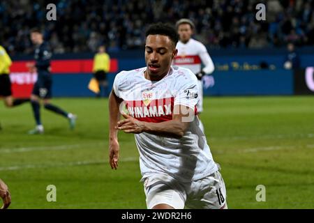 Bochum, Deutschland. Januar 2024. Fussball; Spieltag 18; 1. Bundesliga; Saison 20223/2024; VfL Bochum gegen VfB Stuttgart am 20.01.2024 in Bochum. UBz: 18 Jamie Leweling, VfB Stuttgart. Quelle: dpa/Alamy Live News Stockfoto