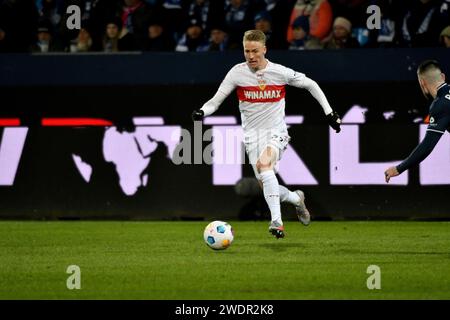 Bochum, Deutschland. Januar 2024. Fussball; Spieltag 18; 1. Bundesliga; Saison 20223/2024; VfL Bochum gegen VfB Stuttgart am 20.01.2024 in Bochum. UBz: 27 Chris Fuehrich, VfB Stuttgart. Quelle: dpa/Alamy Live News Stockfoto