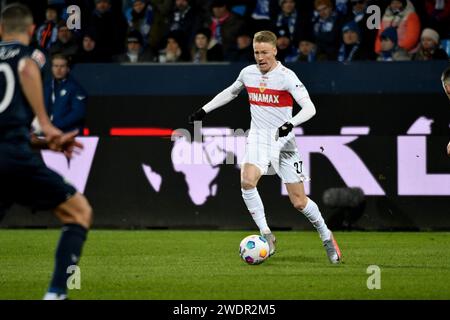 Bochum, Deutschland. Januar 2024. Fussball; Spieltag 18; 1. Bundesliga; Saison 20223/2024; VfL Bochum gegen VfB Stuttgart am 20.01.2024 in Bochum. UBz: 27 Chris Fuehrich, VfB Stuttgart. Quelle: dpa/Alamy Live News Stockfoto