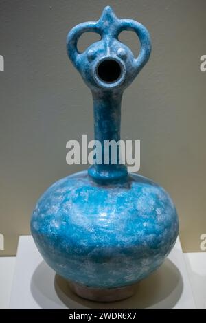 Anthropomorphe Flasche, gebackener Ton, antike Römerzeit (35 v. Chr. - 395 n. Chr. ) Stockfoto