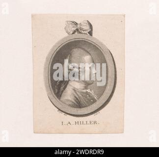Porträt van Johann Adam Hiller, Gottlob August lieb, nach Friedrich Heinrich Füger, 1761 - 1819 Druckpapierstich historischer Personen. Porträt des Komponisten Stockfoto