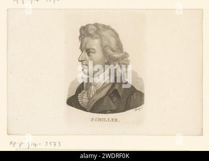 Porträt van Friedrich von Schiller, Ernst Ludwig Riepenhausen, 1775 - 1840 Druckpapierstich historischer Personen. Schriftsteller, Dichter, Autor Stockfoto