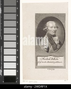 Porträt van Friedrich Wilhelm von der Schulenberg, Wilhelm Arndt, 1760 - 1813 Druck Deutschland Papier zur Ätzung historischer Personen Stockfoto