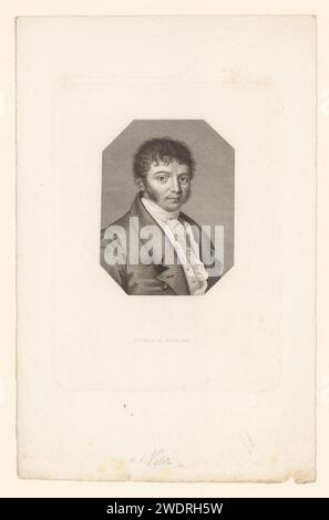 Porträt von Carl Franz van der Velde, Hans Rudolf Rahn, 1829 Druckpapier Stahlstich historischer Personen Stockfoto