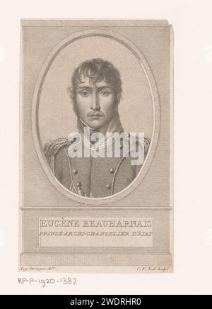 Portret van Eugène de Beauharnais, C.F. Noël, nach Auguste Gaspard Louis Desnoyers, 1800 - 1850 Druckpapier, das historische Personen graviert. oberbefehlshaber, General, Marshal Stockfoto