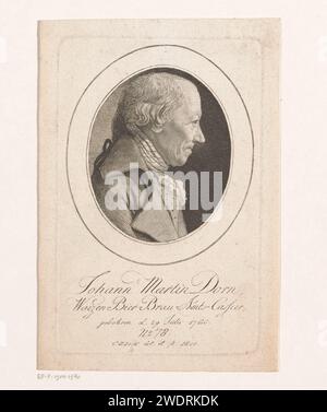 Porträt van Johann Martin Dorn, Christoph Wilhelm Bock, 1800 Print Nürnberger Papier Radierung / Gravur historischer Personen Stockfoto