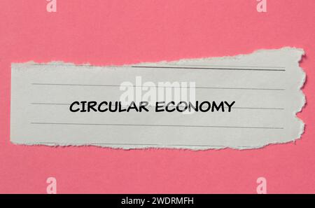 Kreisförmige Economy-Schrift auf gerissenem Papier. Foto des Business Concept. Stockfoto