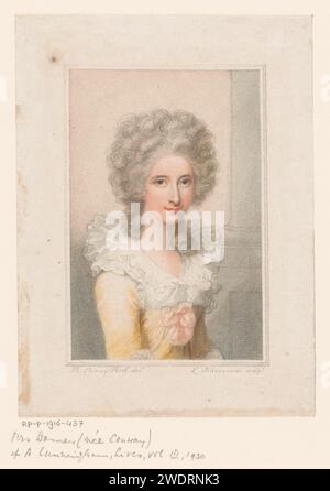 Porträt der Bildhauerin Anne Seymour Damer, Luigi Schiavonetti, nach Richard Cosway, 1791 Druckpapier mit Gravur historischer Personen. Porträt, Selbstporträt des Künstlers Stockfoto