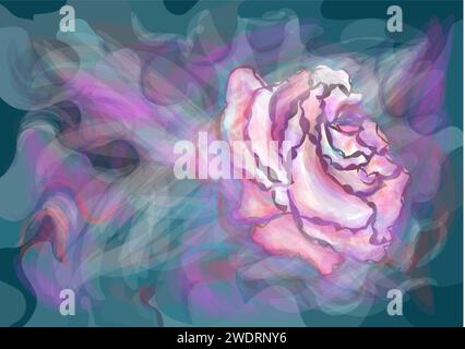 Die Kunst der zarten Rosenblätter. Abstrakte Illustration mit Rose Stock Vektor