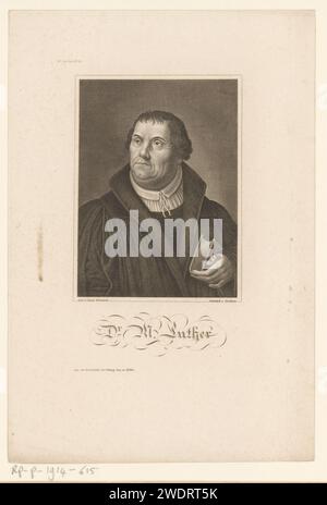 Porträt van Martin Luther, Johann Georg Nordheim, nach Cranach, 1840 - 1855 gedruckt in links oben ms conv. Lex. Nr. 153. Historische Personen des Papierätzens. Theologe. Buch Stockfoto