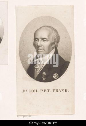 Porträt van Johann Peter Frank, Johann Friedrich Bolt, nach Adolph Kunike, 1822 gedruckte Berliner Zeitung historische Personen. Ritterorden Stockfoto