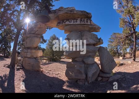 Eintrittsschild für Eremiten Rest am Grand Canyon Stockfoto
