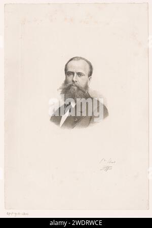 Portret van Charles Jacques Edouard Morren, Jean Baptiste Pierre Michiels, 1831 - 1890 Druckpapier Gravur historischer Personen. Erwachsener Mann. Bart Stockfoto