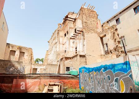 Foto in der Stadt Cagliari, Italien, mit Denkmälern und Bildern des historischen Stadtzentrums Stockfoto