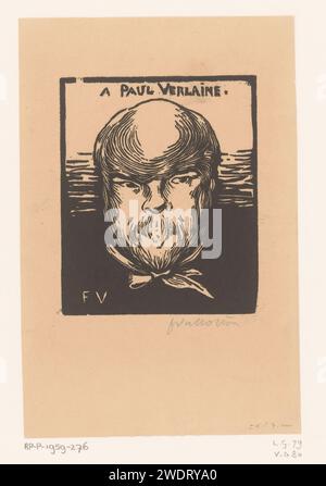Portret van Paul Verlaine, Félix Edouard Vallotton, 1891 historische Personen aus Druckpapier. Porträt eines Schriftstellers. Schriftsteller, Dichter, Autor Stockfoto