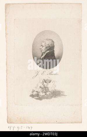 Porträt van Johann Elert Bode, Johann Michael Siegfried Lowe, 1806 Druckpapier mit Stich historischer Personen. Abstrakte Ideen und Konzepte (+ emblematische Darstellung des Konzepts) Stockfoto