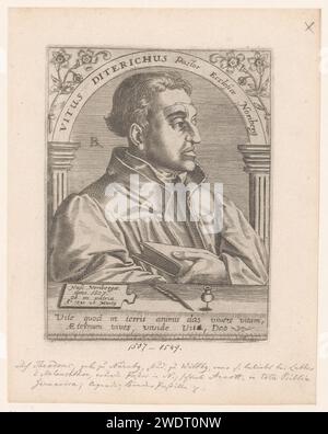 Porträt von Veit Dietrich, Robert Boissard, 1597 - 1599 Druck Frankreich Papierstich historischer Personen. Buch. Tintenfach Stockfoto