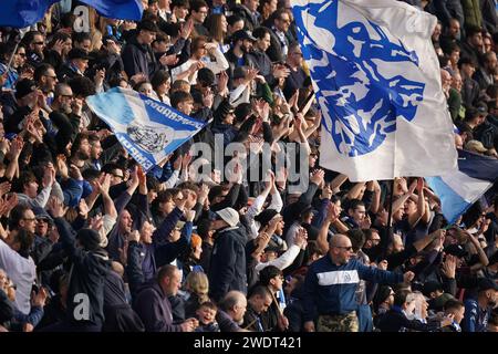 Empoli, Italien. Januar 2024. Anhänger des Empoli FC, während des Empoli FC gegen den AC Monza, Serie A, im Carlo Castellani Stadium. Quelle: Alessio Morgese/Alessio Morgese/Emage/Alamy Live News Stockfoto