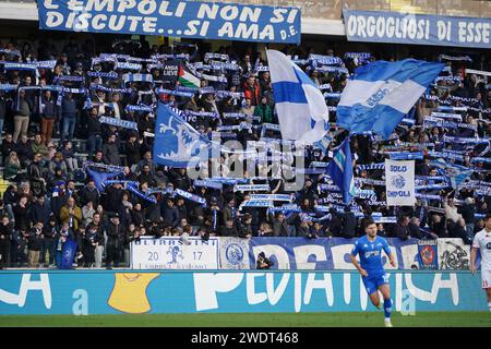 Empoli, Italien. Januar 2024. Anhänger des Empoli FC, während des Empoli FC gegen den AC Monza, Serie A, im Carlo Castellani Stadium. Quelle: Alessio Morgese/Alessio Morgese/Emage/Alamy Live News Stockfoto