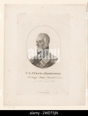 C. A. Fürst von Hardenberg, christliche Schule, 1814 Druck Porträt von Karl August von Hardenberg, preußischer Staatsmann Zwickau, der historische Personen graviert. Politiker, z. B. Parteiführer Stockfoto