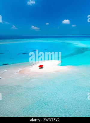 Herzförmige Sandbank, Malediven, Indischer Ozean, Asien Stockfoto