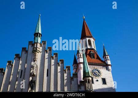 Uhrenturm, Altes Rathaus, Altstadt, München, Bayern, Deutschland, Europa Stockfoto