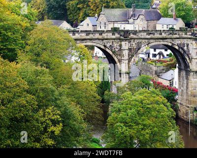 Knaresborough Viadukt im Herbst von Knaresborough Castle Grounds, Knaresborough, Yorkshire, England, Vereinigtes Königreich, Europa Stockfoto