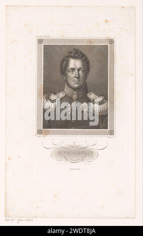 PortraT van August Wilhelm Antonius Neidhardt Graf von Gneisenau, Tobias Falke, nach Franz Krüger, 1840 - 1855 Druckpapier historische Personen. Ritterorden. Medaillen und andere Zeichen militärischer Ehre Stockfoto